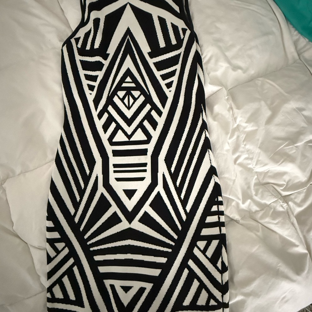 Geometric Black and White Dress